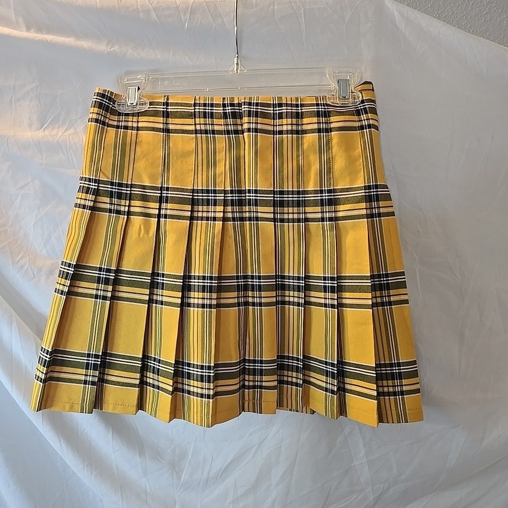 No Boundaries Yellow Plaid Pleated Skirt Sz S Y2K 90s Cher From Clueless!‎
